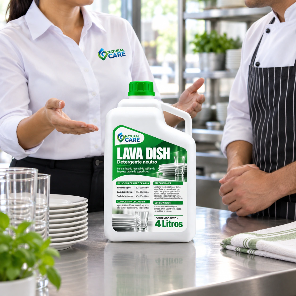 Representación de una asesoría de Natural Care sobre Lava Dish